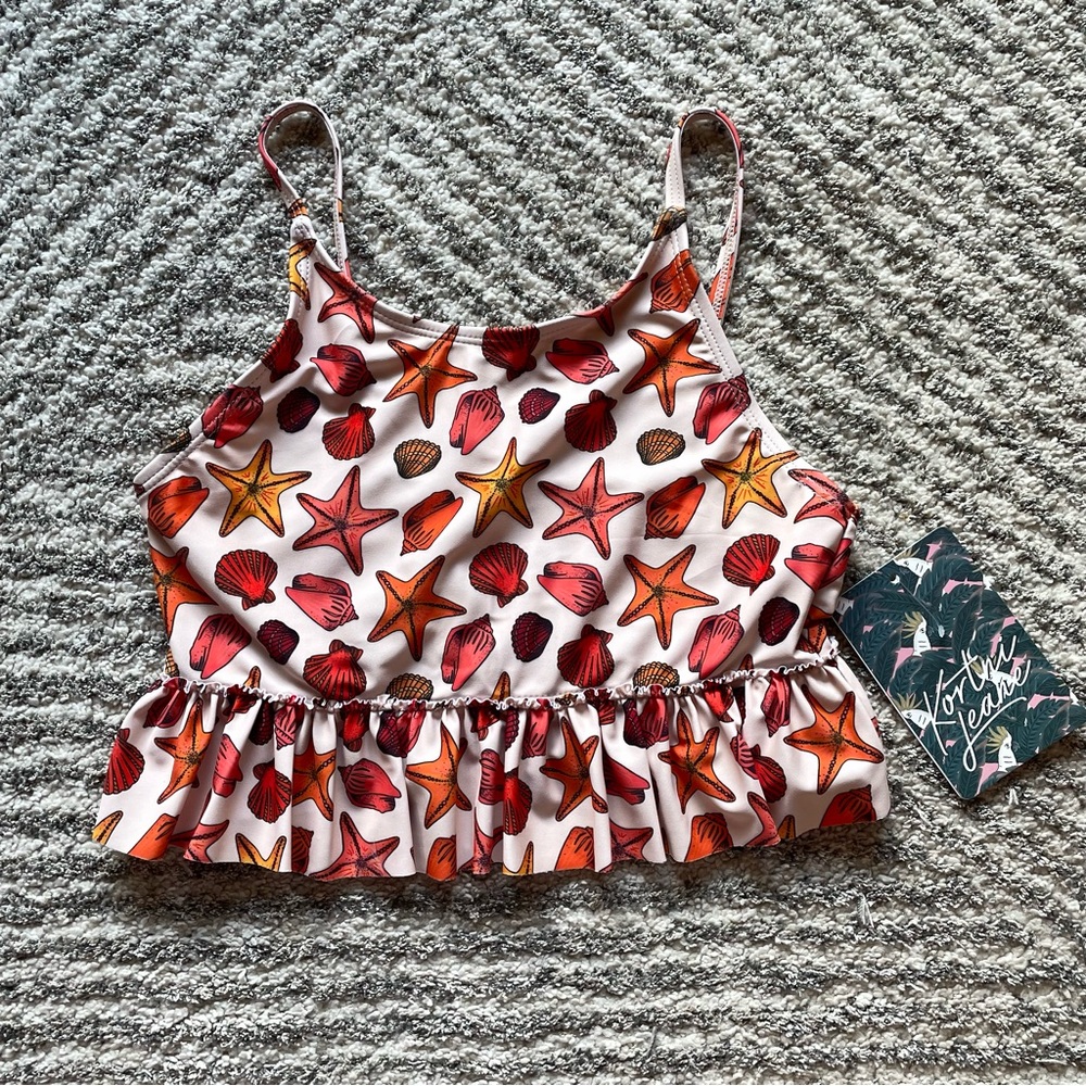 Kortni Jeane Sea Shells Peplum Youth Swim Top